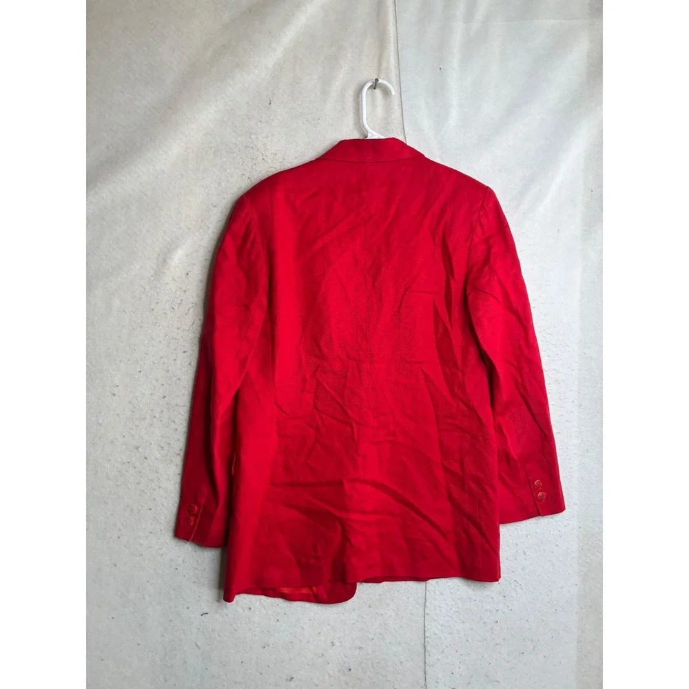Casual Corner Vintage Red Linen Blazer Jacket Size 8 RN 58973 MISSING BUTTON